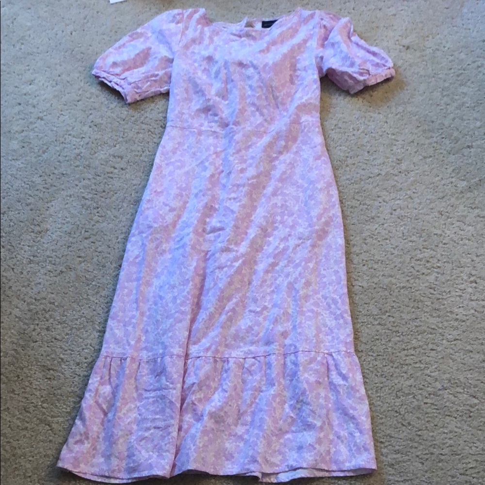 Who What Wear Lilac Purple and White Floral Patterned Linen Maxi Dress Size S